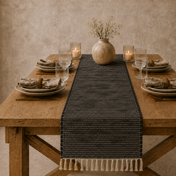 Black Chindi Runner w/ Tasseled Edges (72"L)
