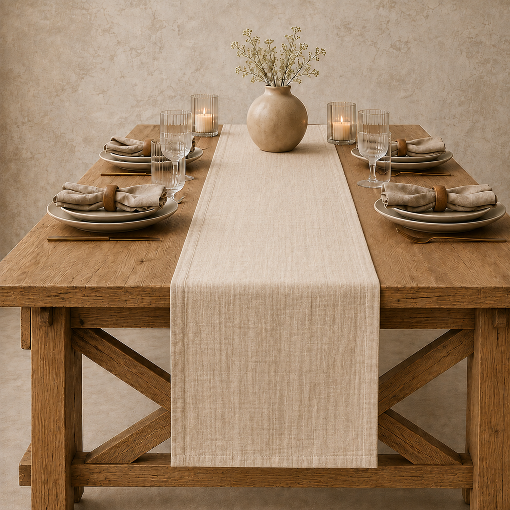 Tan Doubled Weave Table Runner