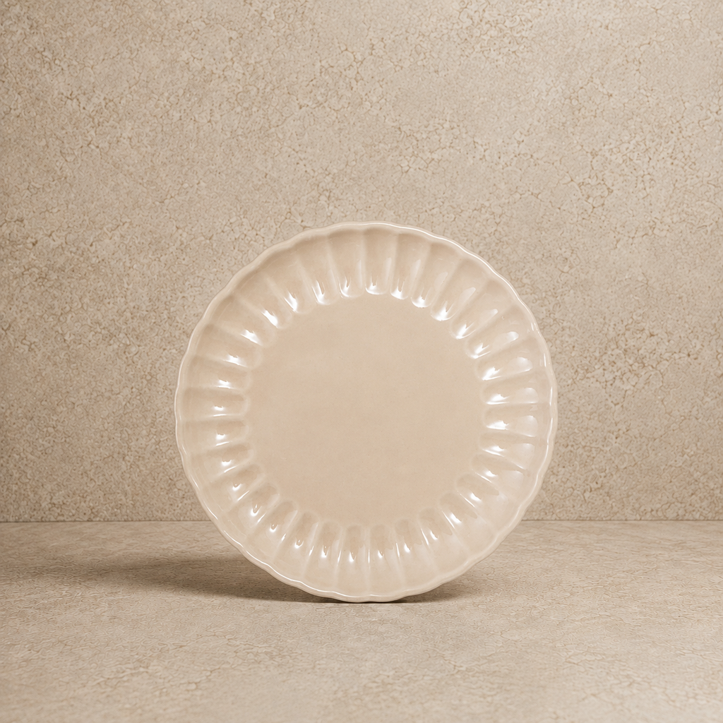 Beautiful Fluted Stoneware Plate - Cream