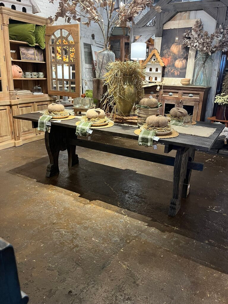 Dark Wood Carved Dining Table