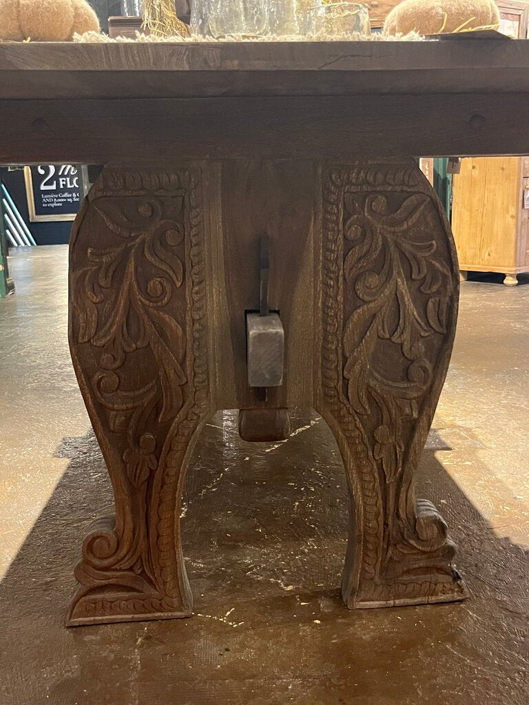 Dark Wood Carved Dining Table