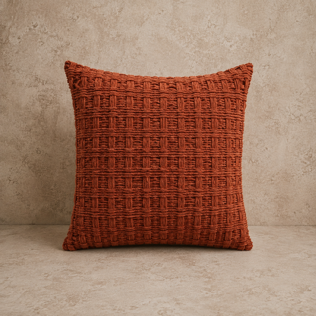 Rust Chenille Waffle Weave Pillow