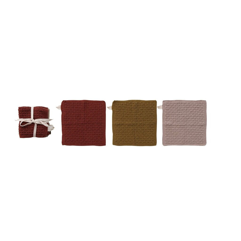 Pumpkin & Spice Cotton Knit Dish Cloth Set