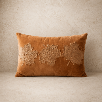 Burnt Orange Leaf Lumbar Pillow