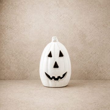 White Ceramic Jack-O-Lantern- 6.9"