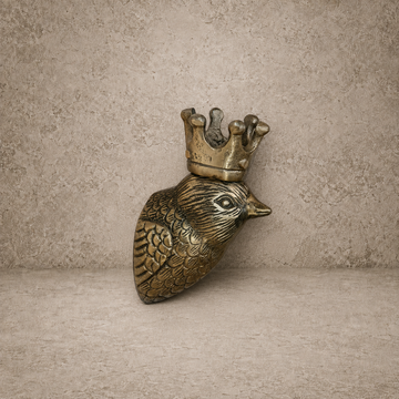 Cast Aluminum Bird Head w/ Crown Wall Decor