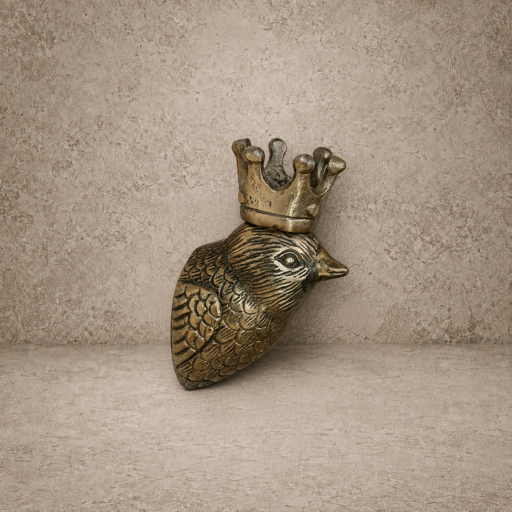 Cast Aluminum Bird Head w/ Crown Wall Decor