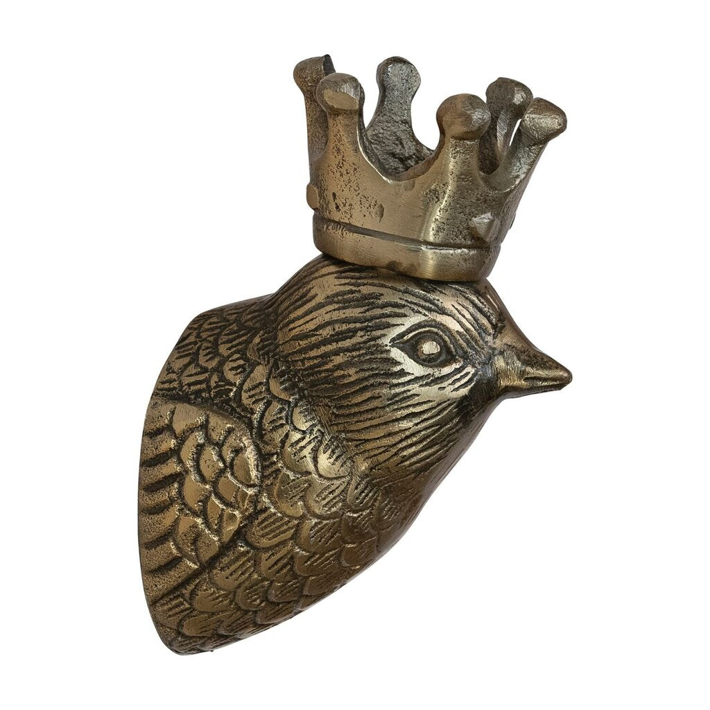 Cast Aluminum Bird Head w/ Crown Wall Decor