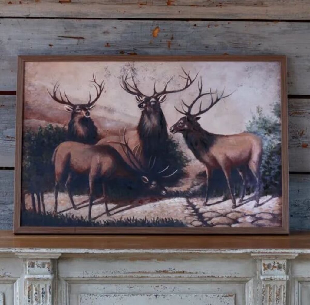 Beautiful Framed Rustic Elk Remarque