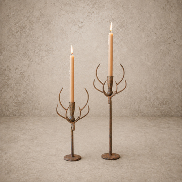 Forged Rustic Iron Deer Candle Holder