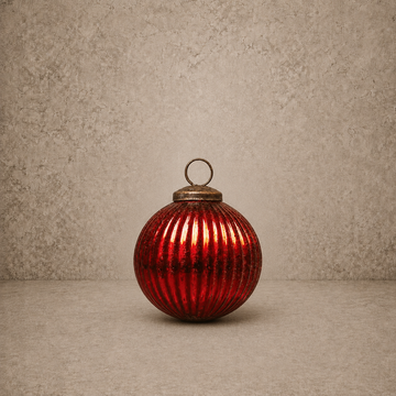 Ribbed Red Kugel Ornament - 4"
