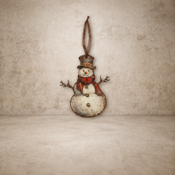 Happy Red Scarf Snowman Metal Ornament