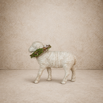 Glittery Sheep Figurine + Wreath