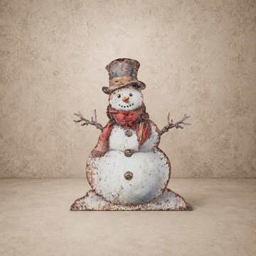 Red Scarf Snowman Metal Board
