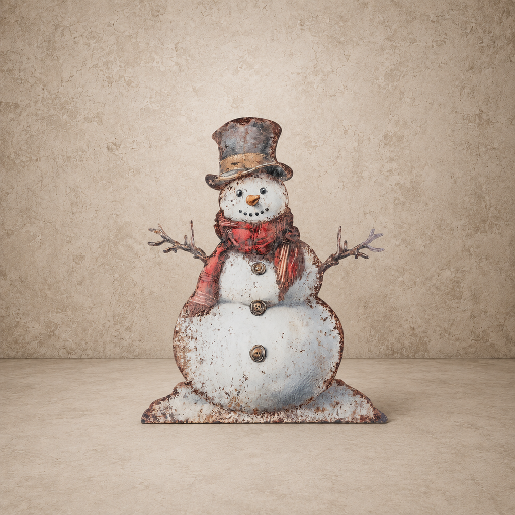 Red Scarf Snowman Metal Board