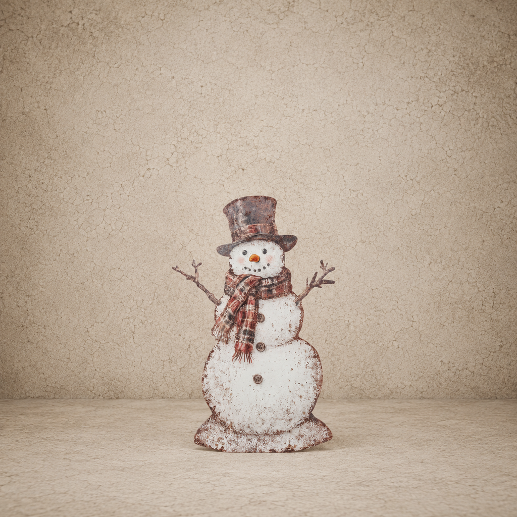 Plaid Snowman Metal Display Board