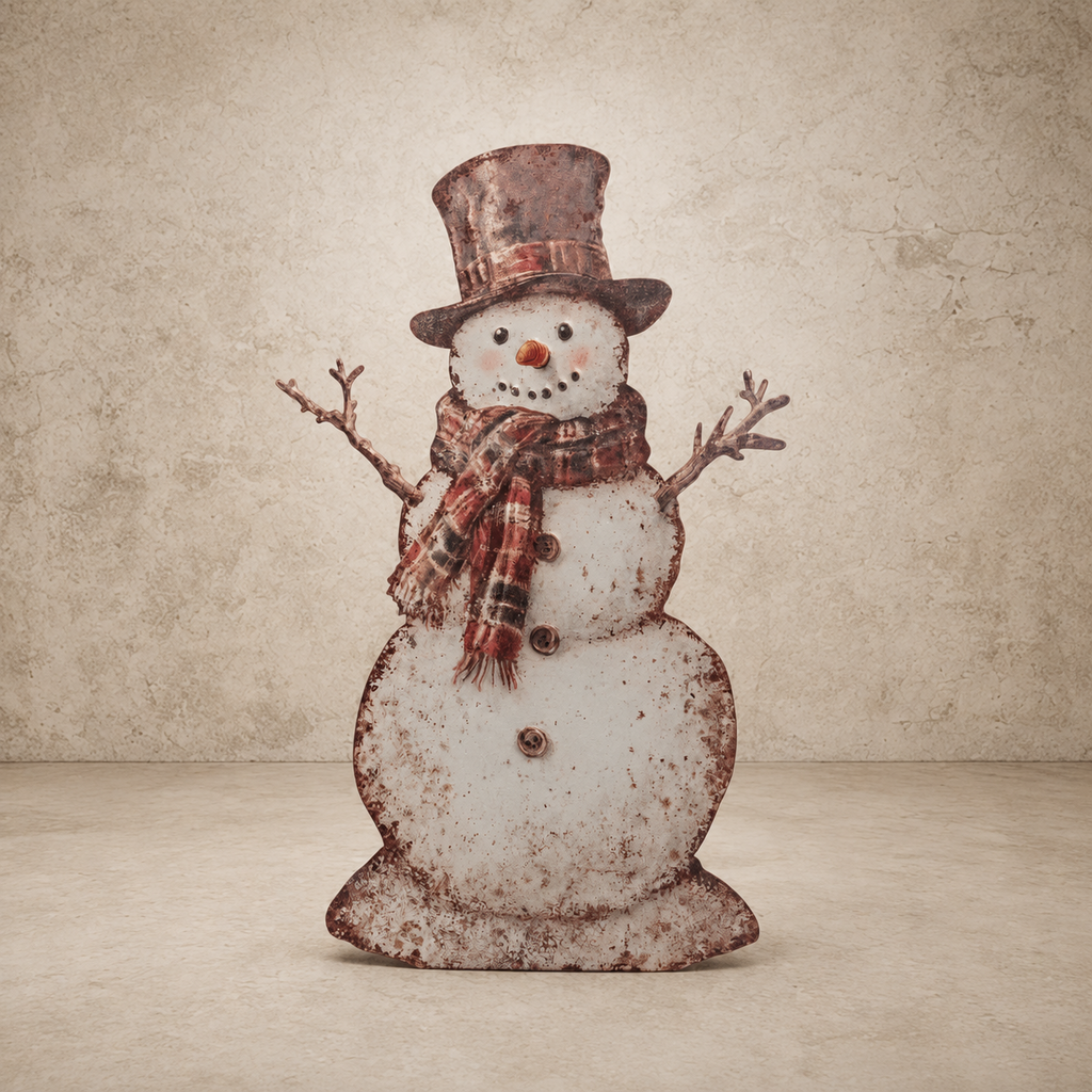 36" Plaid Snowman Metal Display Board