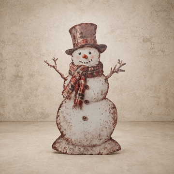 36" Plaid Snowman Metal Display Board