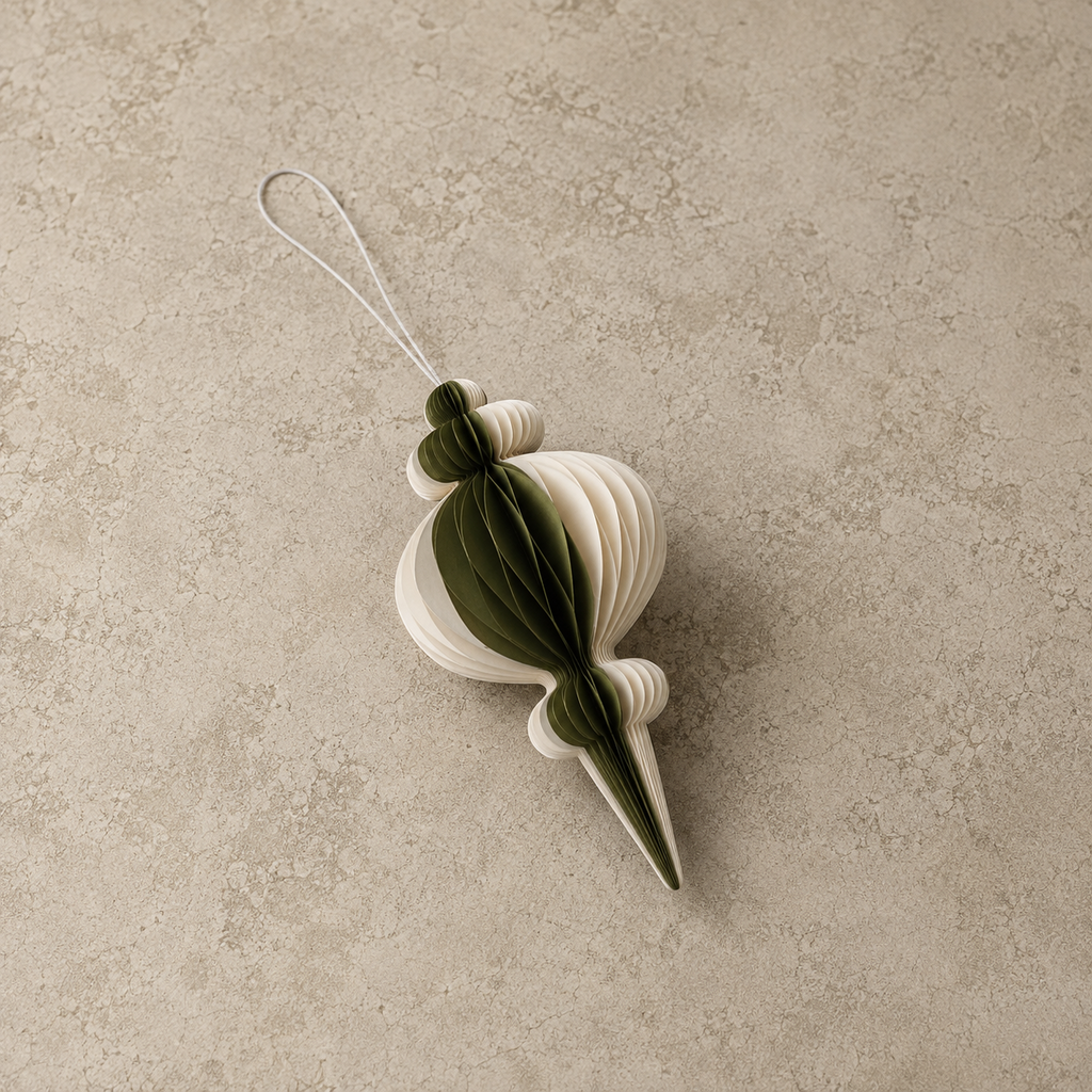 Recycled Paper Honeycomb Green & White Finial - 26"H