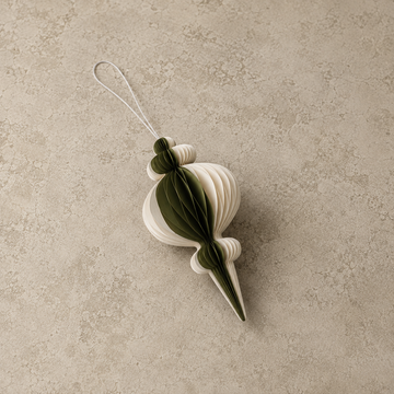 Recycled Paper Honeycomb Green & White Finial - 26"H