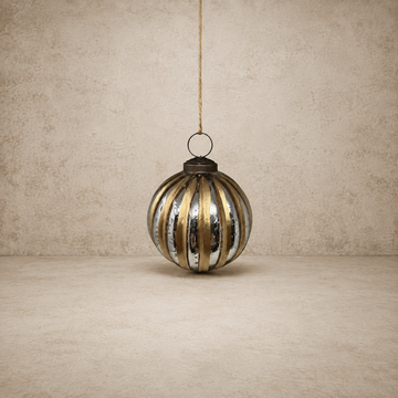 Hand Painted Silver & Gold Stripe Ornament
