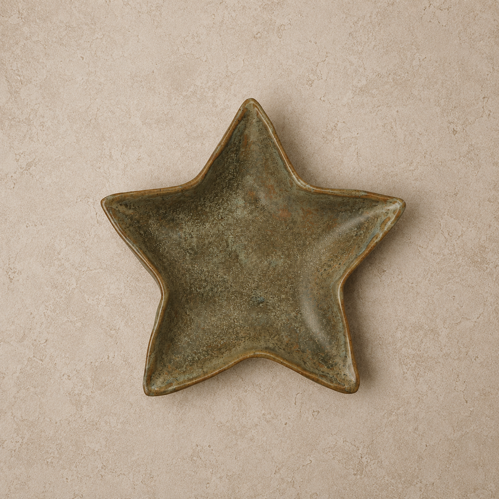 Green Stoneware Star Shaped Plate