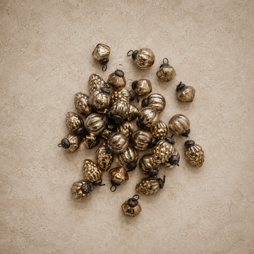 Antique Gold Mercury Glass Ornaments In Muslin Bag