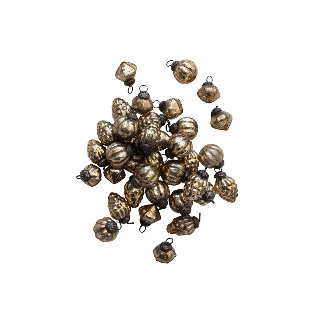 Antique Gold Mercury Glass Ornaments In Muslin Bag