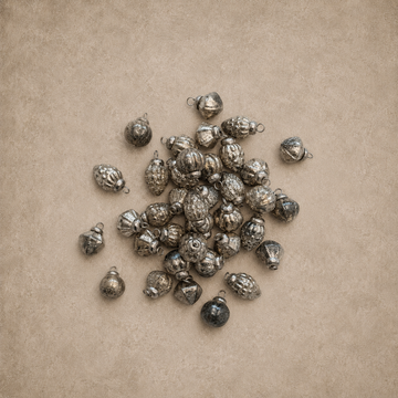 Silver Embossed Mercury Glass Ornaments in Muslin Bag