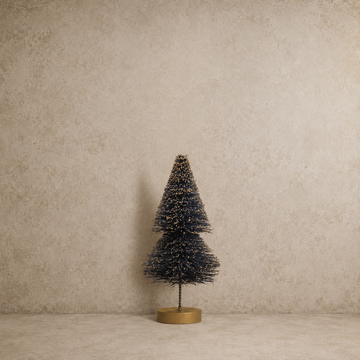 Blue w/ Gold Glitter Bottle Brush Tree