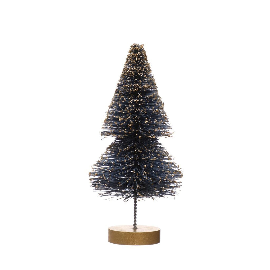 Blue w/ Gold Glitter Bottle Brush Tree