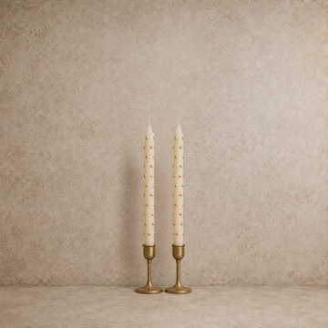 Unscented 3D Gold Dots Taper Candle - Set of 2