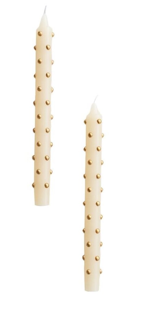 Unscented 3D Gold Dots Taper Candle - Set of 2