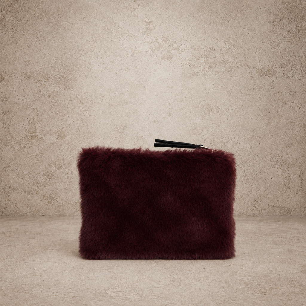 Faux Fur Fabric Zip Pouch