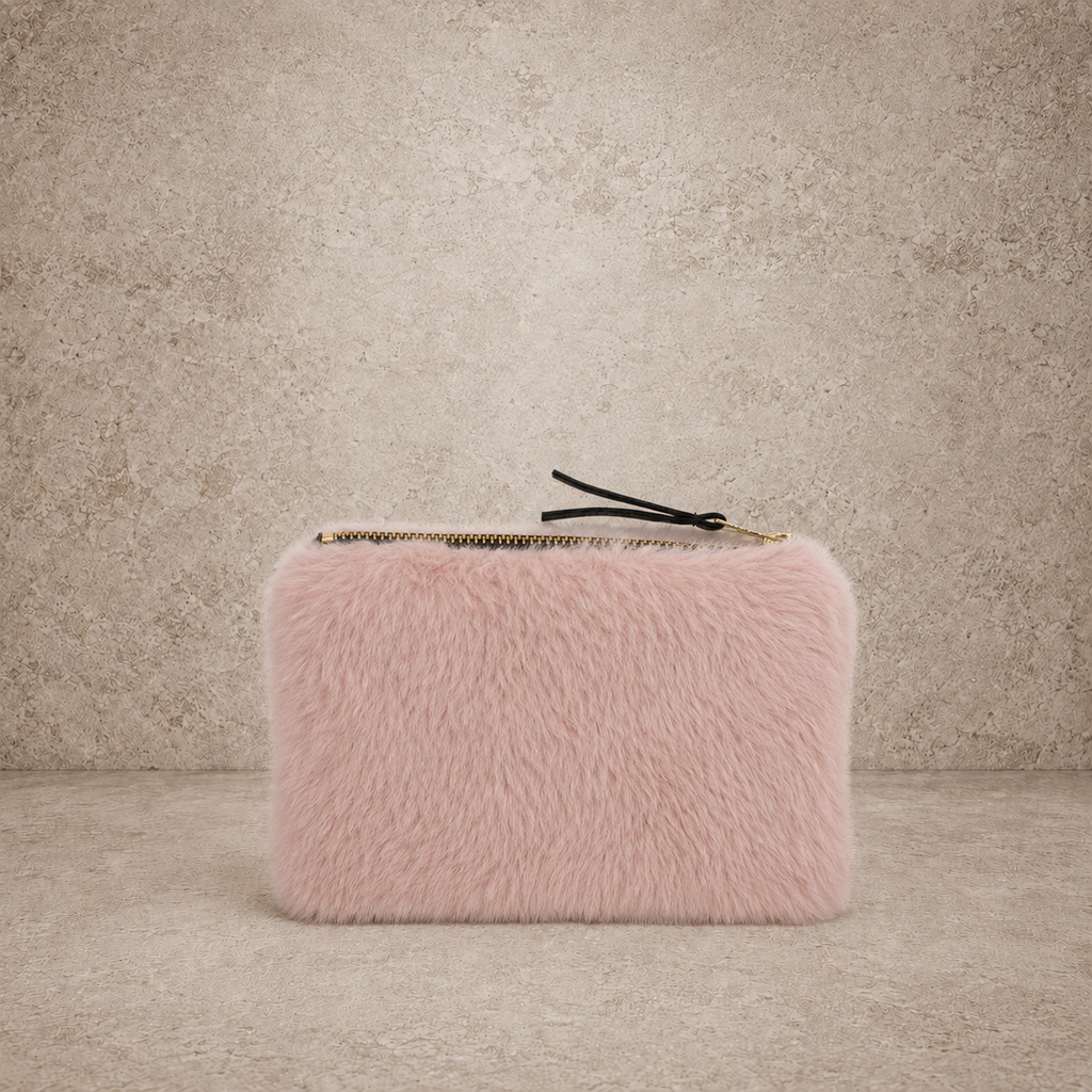 Faux Fur Fabric Zip Pouch