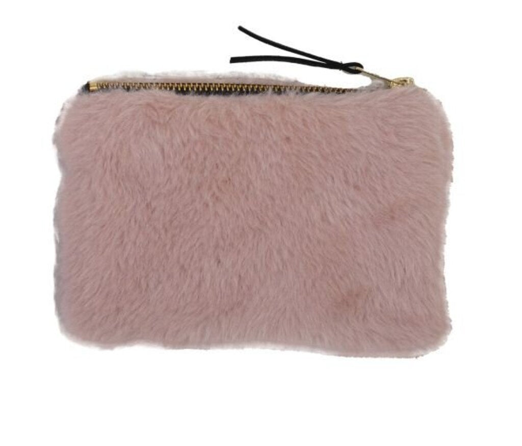 Faux Fur Fabric Zip Pouch