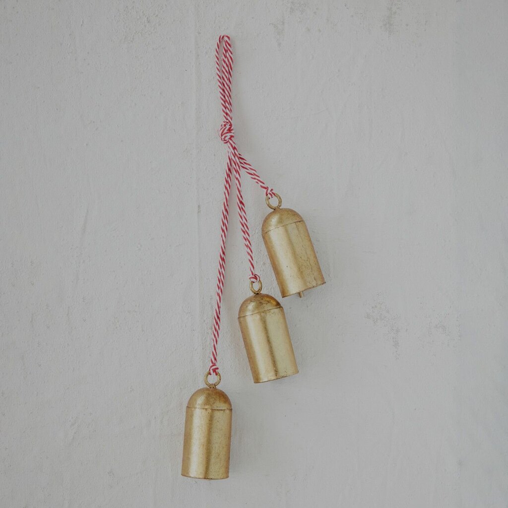 Hanging Metal Bells w/ Red + White Cord