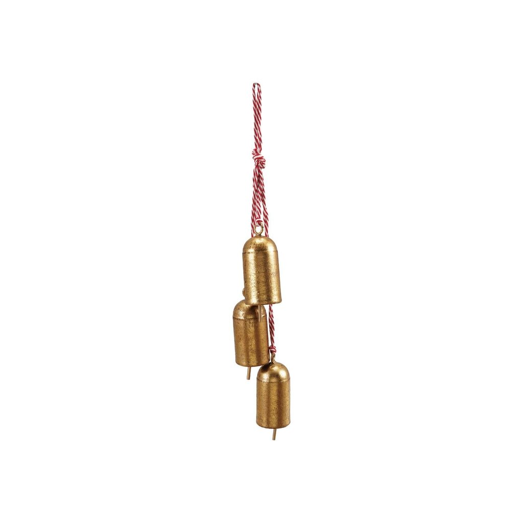 Hanging Metal Bells w/ Red + White Cord