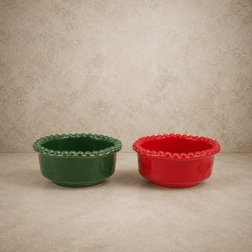 Organic Shaped Bowl w/ Hobnail Rim
