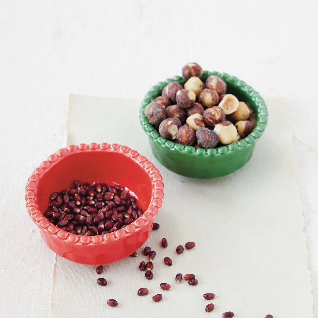 Organic Shaped Bowl w/ Hobnail Rim