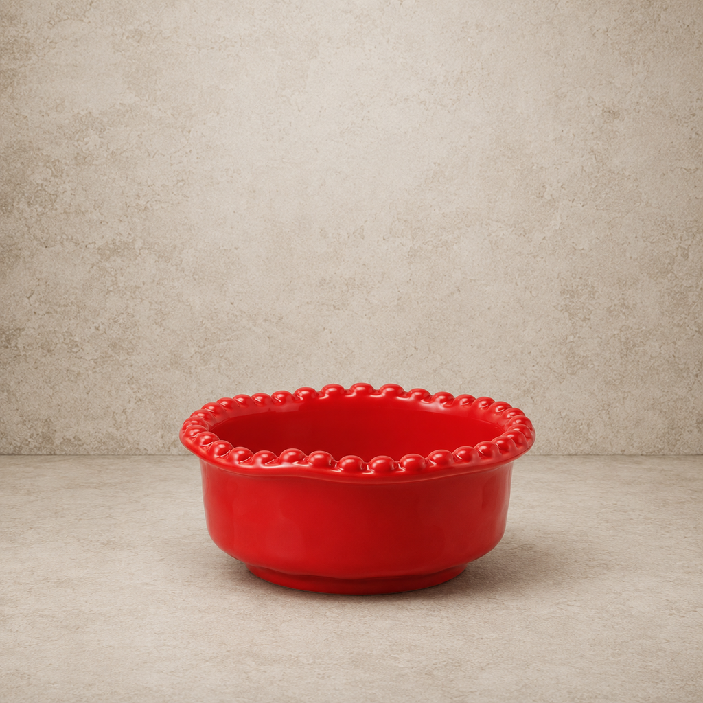 Organic Shaped Bowl w/ Hobnail Rim