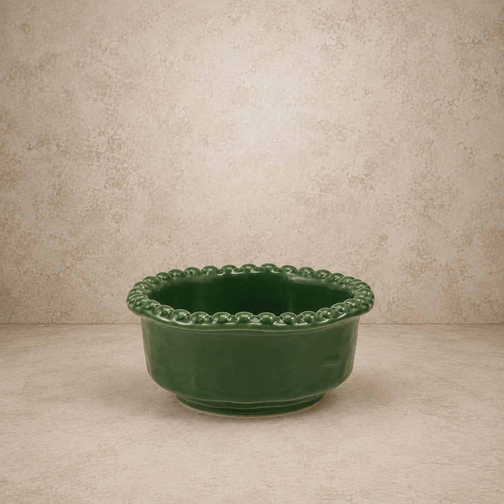 Organic Shaped Bowl w/ Hobnail Rim