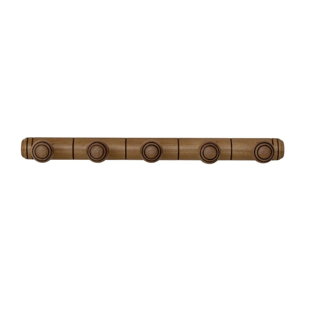 Carved Rubberwood 5 Hook Wall Rack