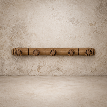 Carved Rubberwood 5 Hook Wall Rack