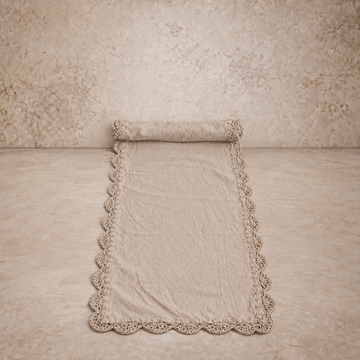 Natural Cotton Crocheted Trim Table Runner