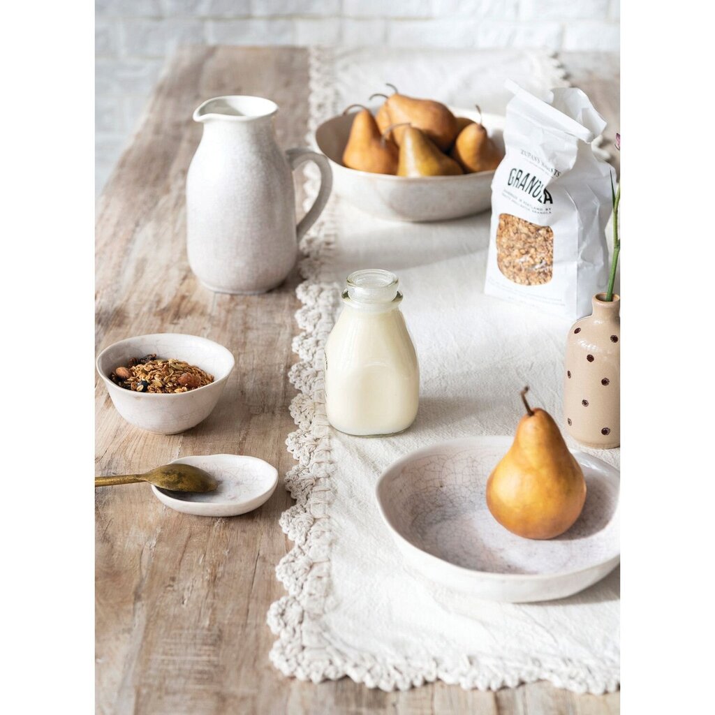 Natural Cotton Crocheted Trim Table Runner