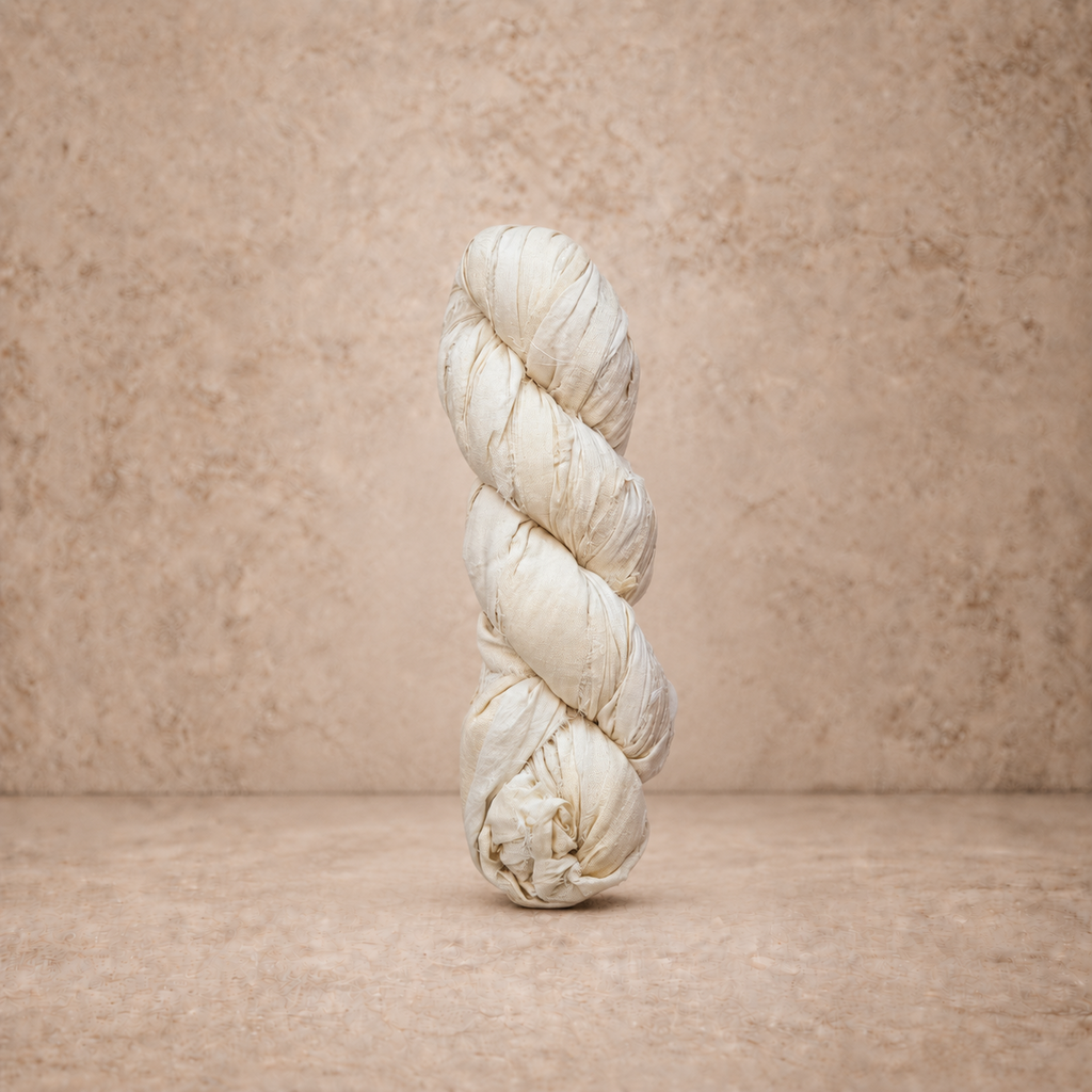 Ivory 70 Yard Recycled Torn Silk Ribbon