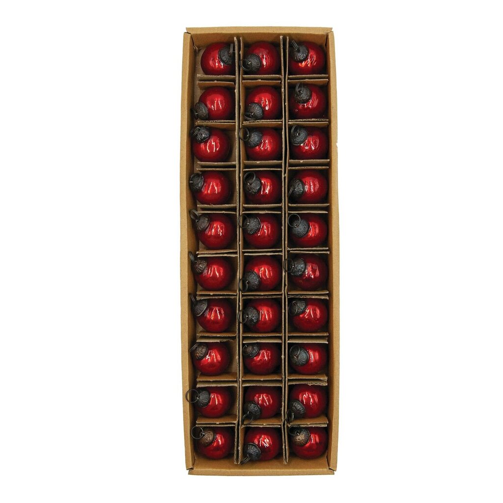 Mercury Glass Red Ornaments - Set of 30