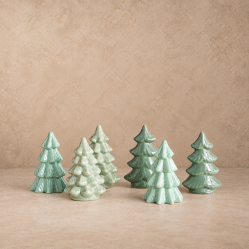 Green Stoneware Trees - Box of 6