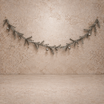 Silver Tinsel Garland w/ Ball Ornaments
